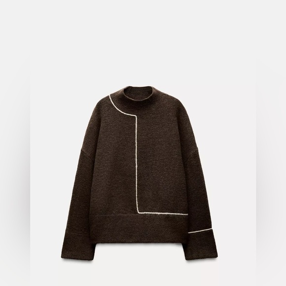 Brand New Zara knit sweater with contrasting piping!! - Picture 3 of 5